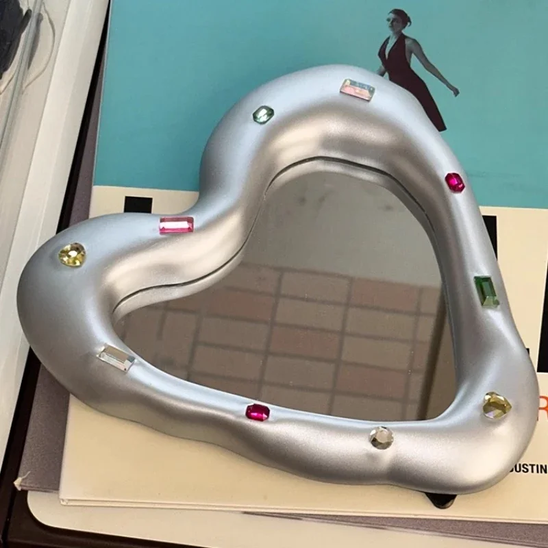 

Love Shape Makeup Mirror Diamond Desktop Makeup Mirrors Luxury Modern Vanity Dressing Furniture Bedroom Home Decor Mirrors