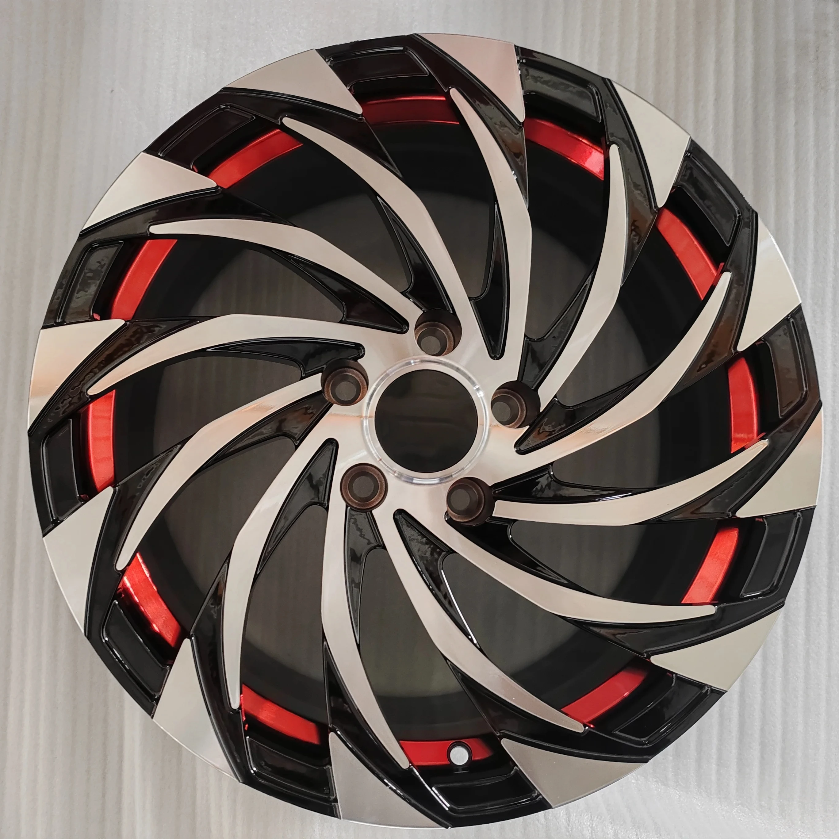 17-22 Inch Polished Multi Blade Wheel 5*120 5*114.3 Black Macined Face Red Inner Ring Monoblock Aluminum Alloy Forging Wheels