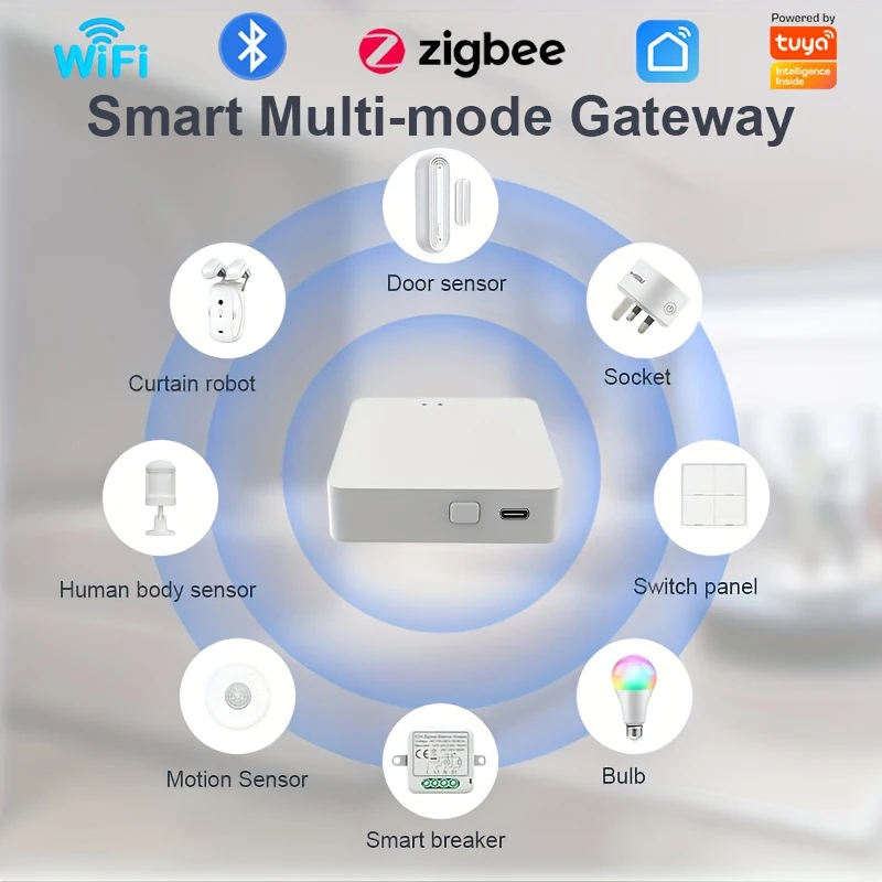 Tuya Hub-Gateway Inteligente Sem Fio, Ponte Multimodelo, WiFi, Bluetooth, ZigBee, Aplicativo Smart Life, Controle Remoto, Funciona com Alexa, Google