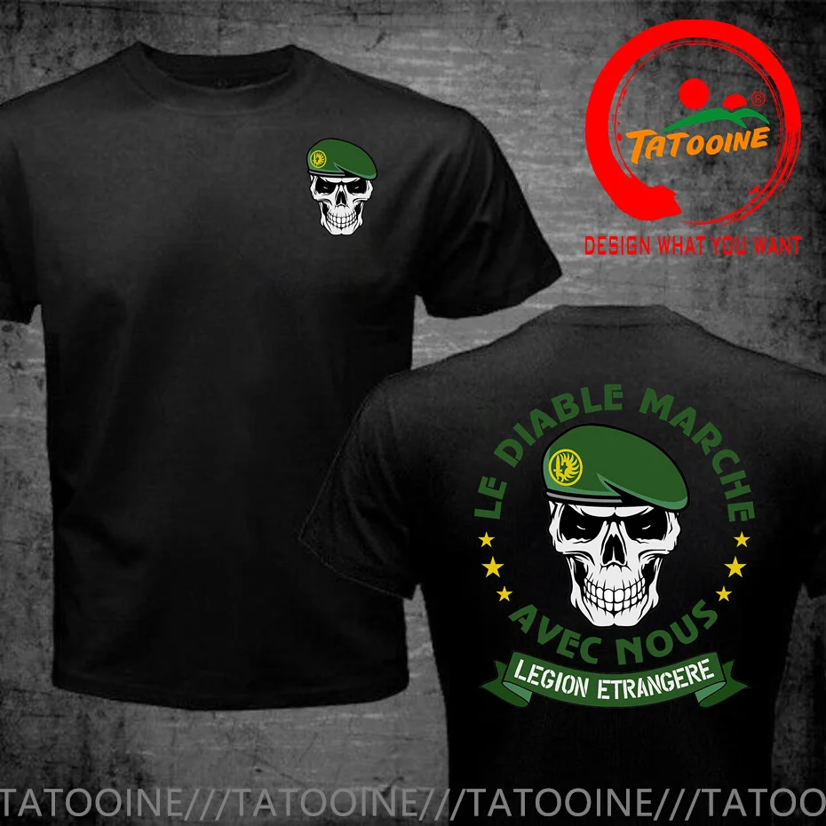 

France Foreign Legion 2 Rep Skull Graphic T Shirts Men's Oversized Vintage Short Sleeve T-shirt Harajuku Gothic Fashion T-shirts