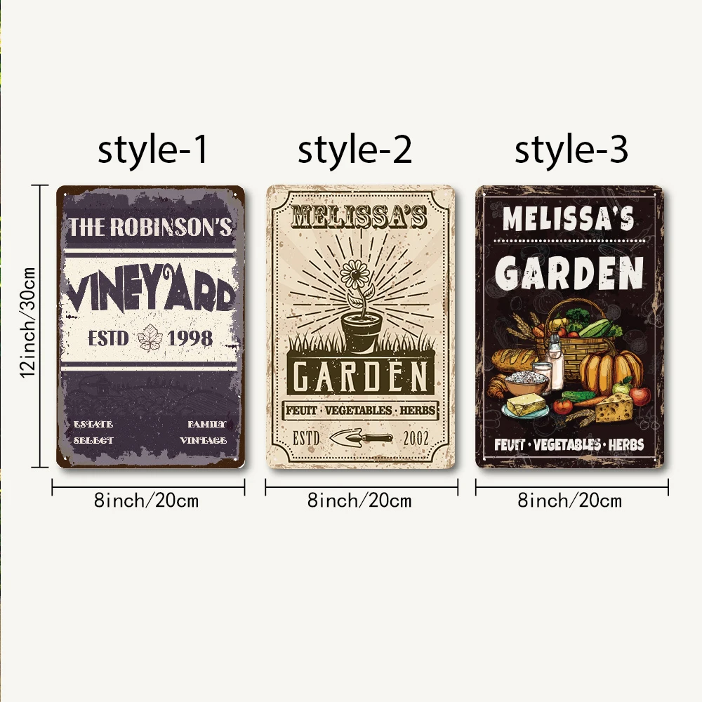 

1pc Cartoon garden decor custom text and date Iron Painting Tin Painting Tin Poster For Living Room Decor