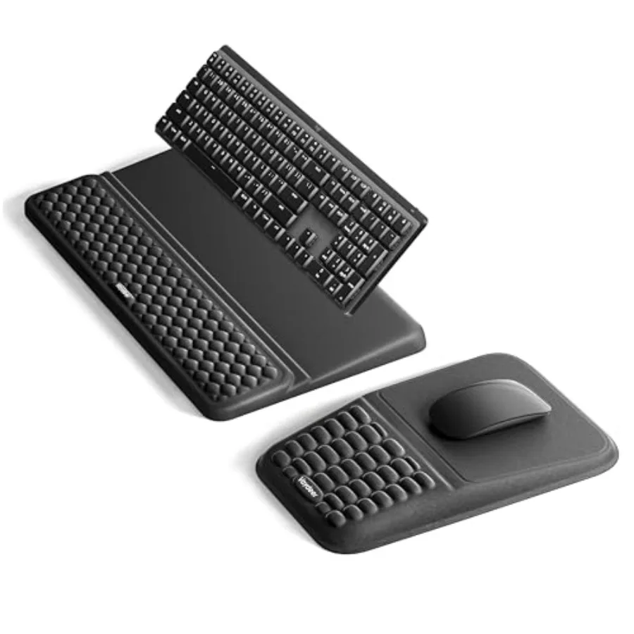 Keyboard Stand and Mouse Pad Set with Wrist Rest, Soft Memory Foam Wrist Support, Ergonomic Wrist Cushion for Desk, Relieves Ca