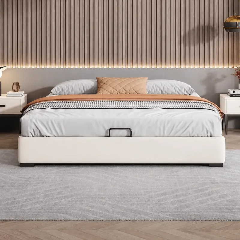 Modern Simple Platform Bed with Storage Drawers No Headboard Low Profile Frame for Small Apartment Master Bedroom Tatami