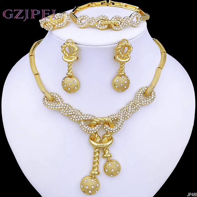 

Jewelry Sets For Women Arabic Bride Jewelry Earrings Necklace Bracelet For Lady Daily Wear Wedding Party Accessories