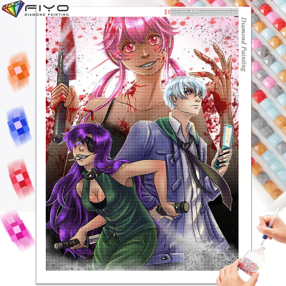 Diamond Painting Anime The Future Diary Cross Stitch Kits Japanese Manga Diamond Mosaic 5d DIY Picture Art Home Decoration Gift