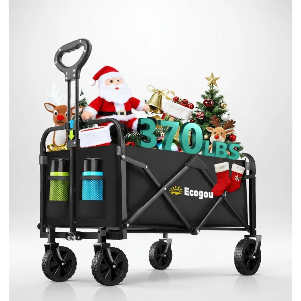 

Collapsible Wagon Cart Foldable 370lbs Capacity Portable Utility Wagon with Wheels for Outdoor Beach Camping Garden