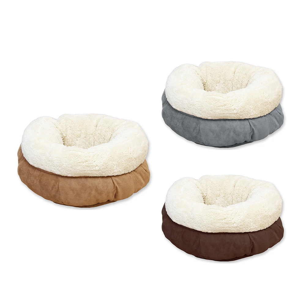 ALL FOR PAWS Amazon Best Selling Wholesale Washable Luxury Large Cat Pet Dog Bed Tan Grey Soft Brown Pet Cat Donut Bed