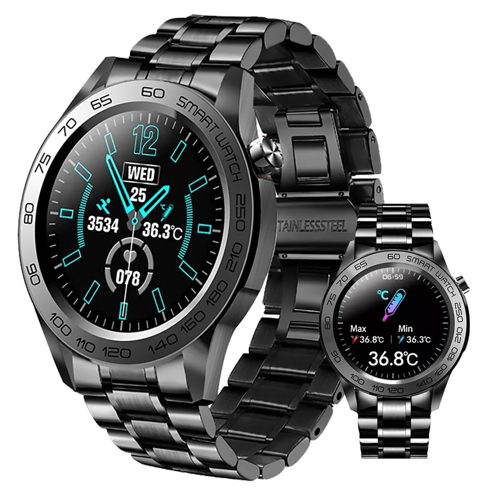 Men Steel Band Smart Watch Full Touch Screen Bluetooth Call Fashion Smartwatch 2023 New IP67 waterproof motion smart watch Men