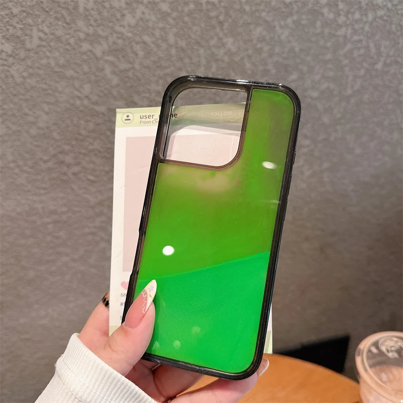 Glow in Dark Luminous Color Quicksand Case for iPhone 16 17 Pro Max 15 Liquid Cover Shiny Sparkles Luxury Shell Hard Phone Funda