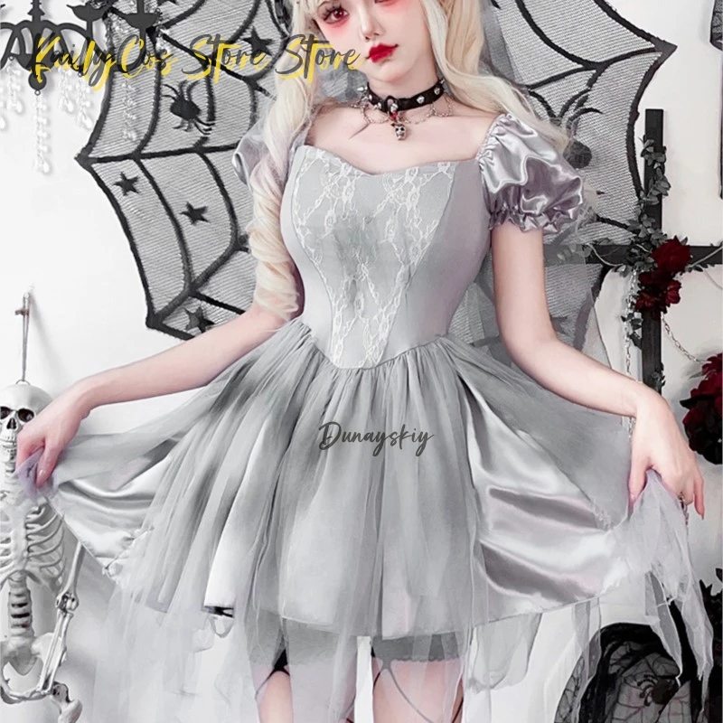 

Хэллоуин Мексика День мертвых Кровавый Страшный Зомби Призрак Невесты Косплей Костюм Девичья Вечеринка Ужас Вампир Кружевное Необычное Платье ﻿