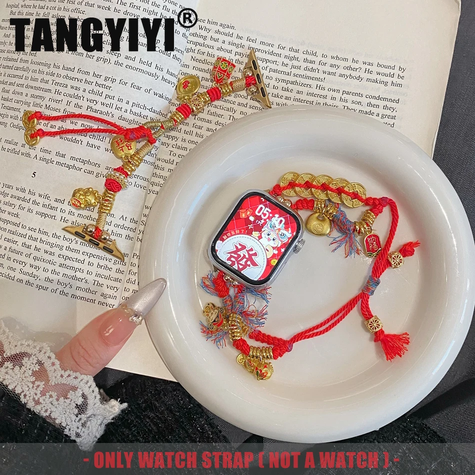 

Ремешок для Apple Watch Band S11 S10/9/8/7/6/SE/5/4/Ultra 3 IWatch 49/46/45/44/42/41/40/38 мм, модный женский браслет с ювелирными изделиями на удачу