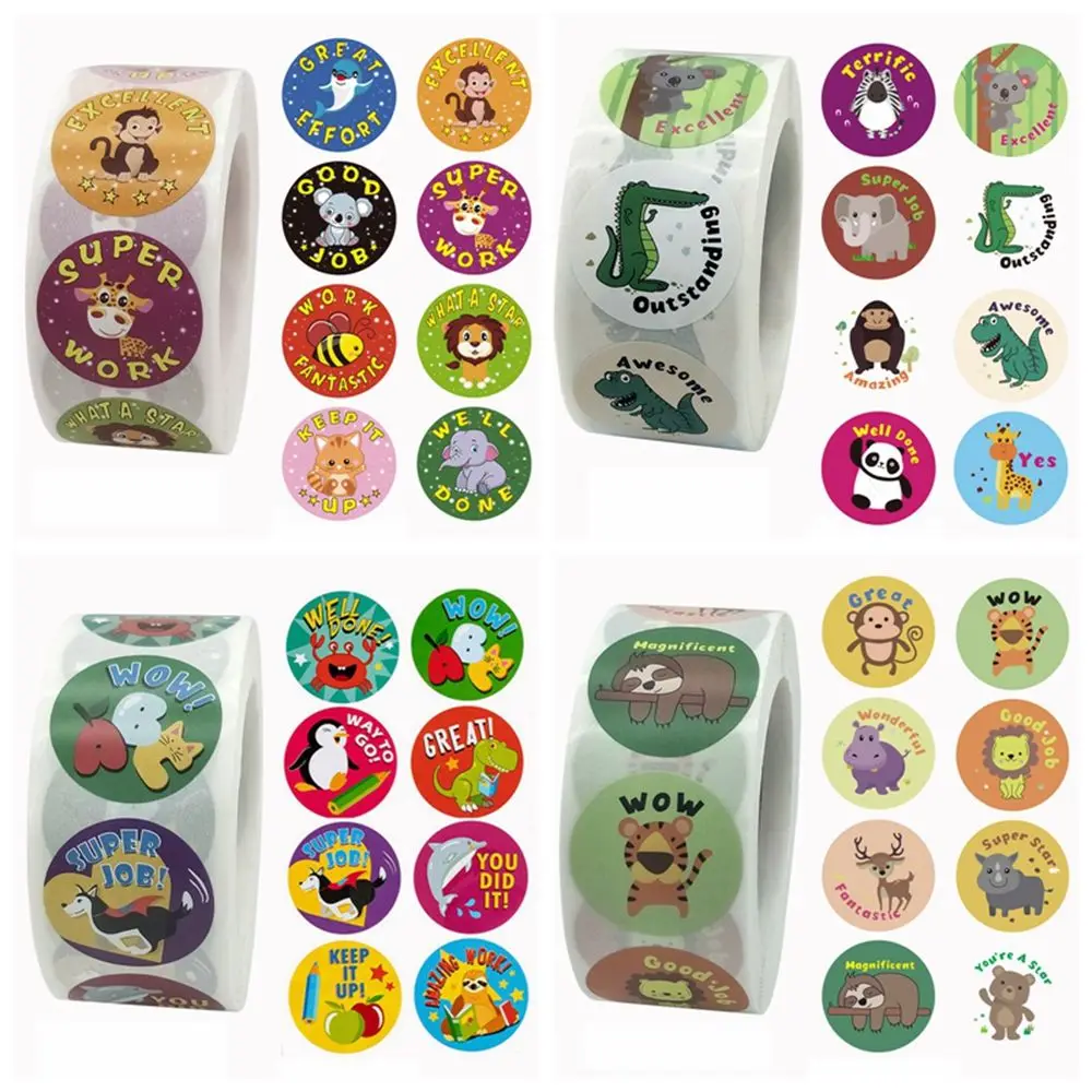 animal 500pcs/roll students education school class rewards reward stickers school supplies sticker sheets teacher supplies