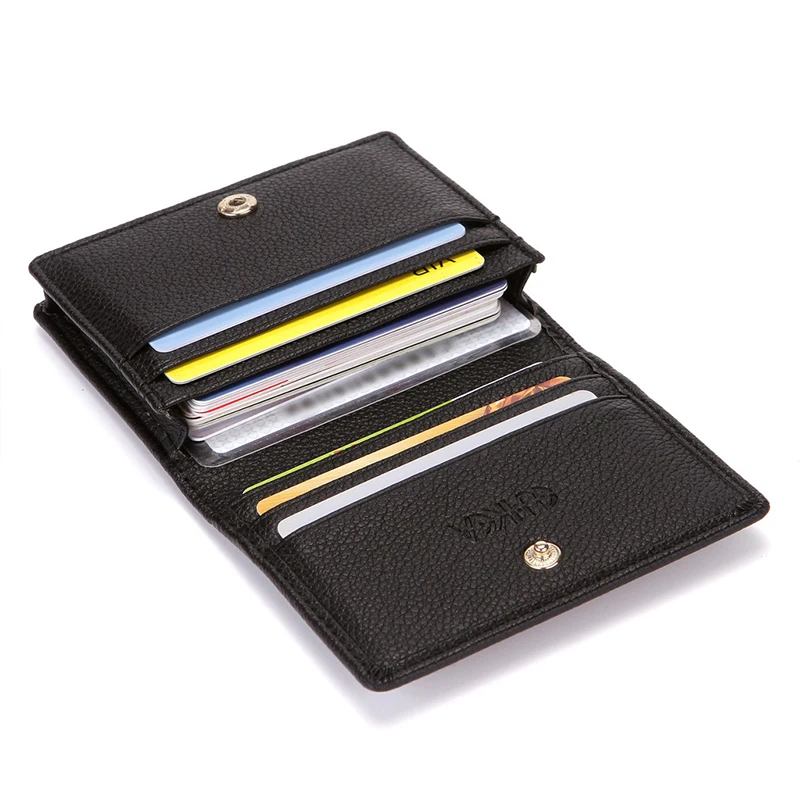 Men's Mini PU Leather Wallet Business Casual Multi-card Slot Card Holder With Button Lock