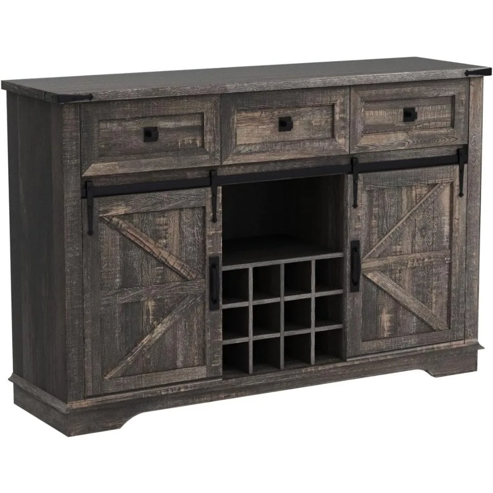 Farmhouse Wine Bar Cabinet W/Sliding Barn Door, 54\