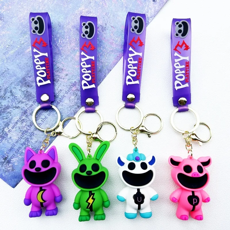 Cartoon keychain Game Hopscotch Catnap Bearhug Smiling Critters Key Chains For Men Women Backpack Cute Pendant Keyring Kids Gift