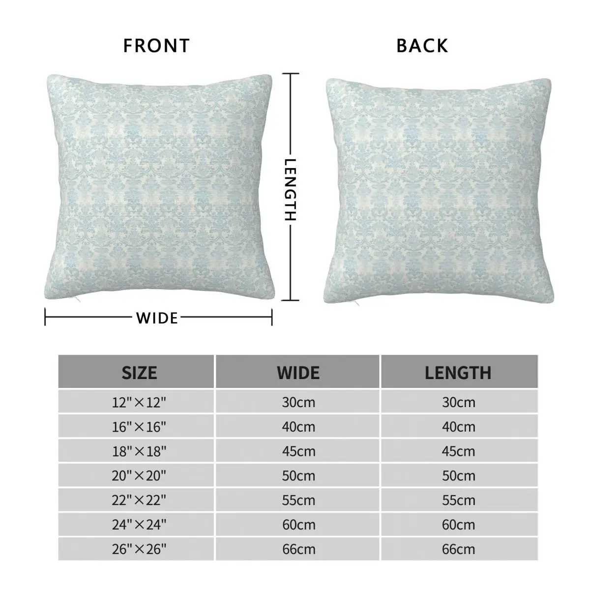 Blue Shabby Chic Cottagecore Square Pillowcase Polyester Linen Velvet Printed Zip Decorative Home Cushion Case 45x45