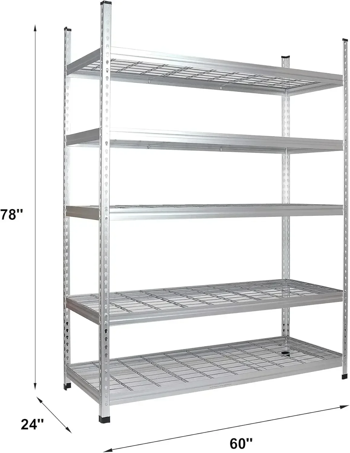 Amazon Basics Heavy Duty Storage Shelving Unit, Double Post, 5 Shelf, High-Grade Aluminum, Silver, 60 x 24 x 78 Inch