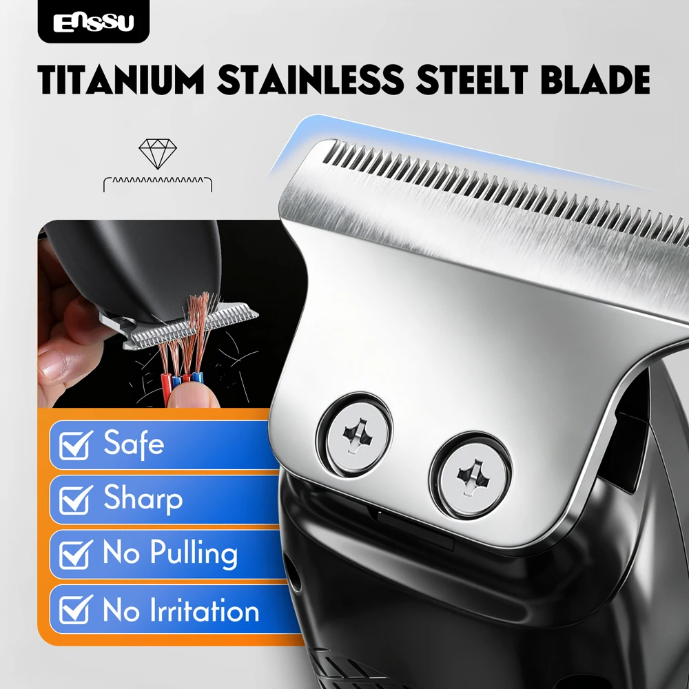ENSSU Professional T‑Blade Hair Trimmer 6000RPM Electric Beard Body Clipper LCD Battery Indicator Type‑C Quick Charge 4 Guide Co view 3