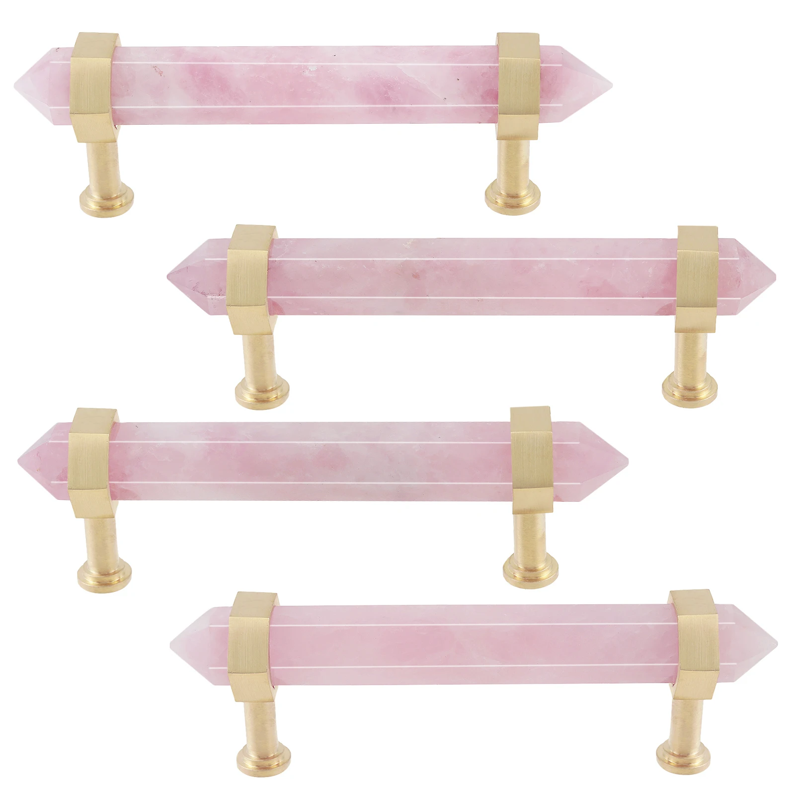 Modern Style Double-Pointed Crystal Point Wand Drawer Cabinet Pulls Knobs Dresser Cupboard Door Brass Furniture Handle Hardware