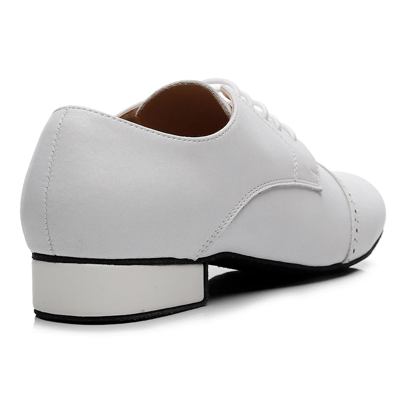 Zapatos blancos con cordones para hombre, calzado de baile latino de salón, piel de ante, Samba, Salsa, Bachata, tacón cuadrado de 2,5 cm