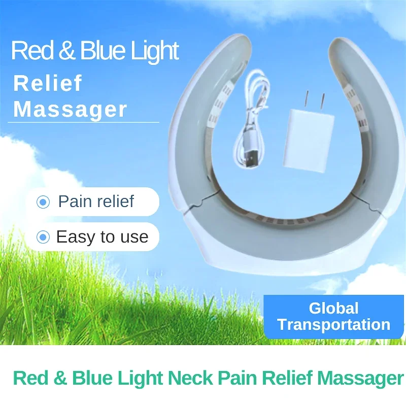 

USB LED Neck Pain Relief Device Red Blue Light Therapy Massager for Cervical Spondylosis Muscle Relaxation