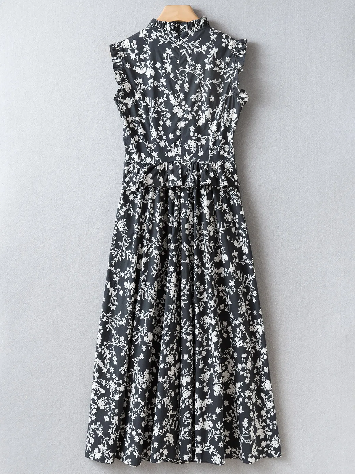 Summer Collection | Black White Print Tea Dress | Lace Neckline Sleeveless Cotton Dress | UK6-UK16