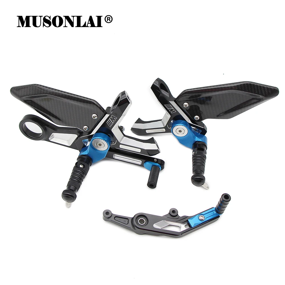 Motorcycle Adjustable Rearset Foot Rest For BMW S1000RR M1000RR 19-23 S1000R K63 2021 2022 CNC Aluminum & Carbon Fiber Footrest