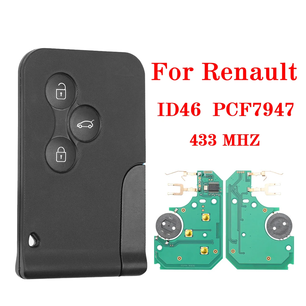 

Liberty Car Remote Control Key Fob For Renault Megane 2 Scenic 2 2003-2008 ID46 PCF7947 433MHz Replacement Smart Card Case Cover