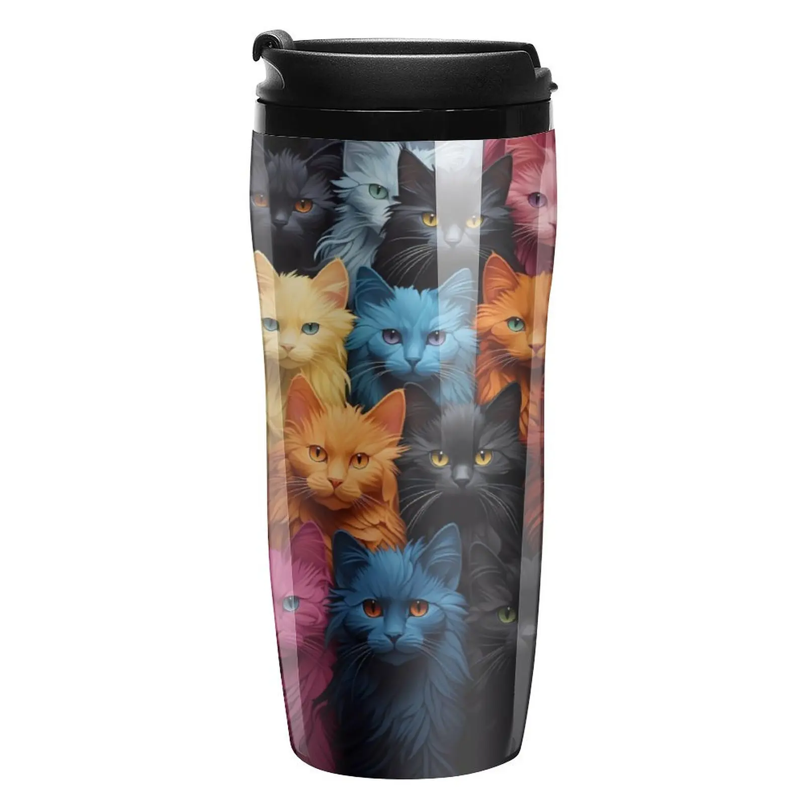 Colorful Cats Coffee Mug to Go Funny Animal Print Beach Sublimation Water Bottle Heat Preservation Plastic 350ml Plastic Cup