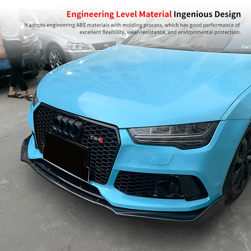 

High Quality Car For Audi RS7 2014 2015 2016 Front Bumper Splitter Lip Body Kit Spoiler Diffuser Deflector Carbon Fiber Look ABS