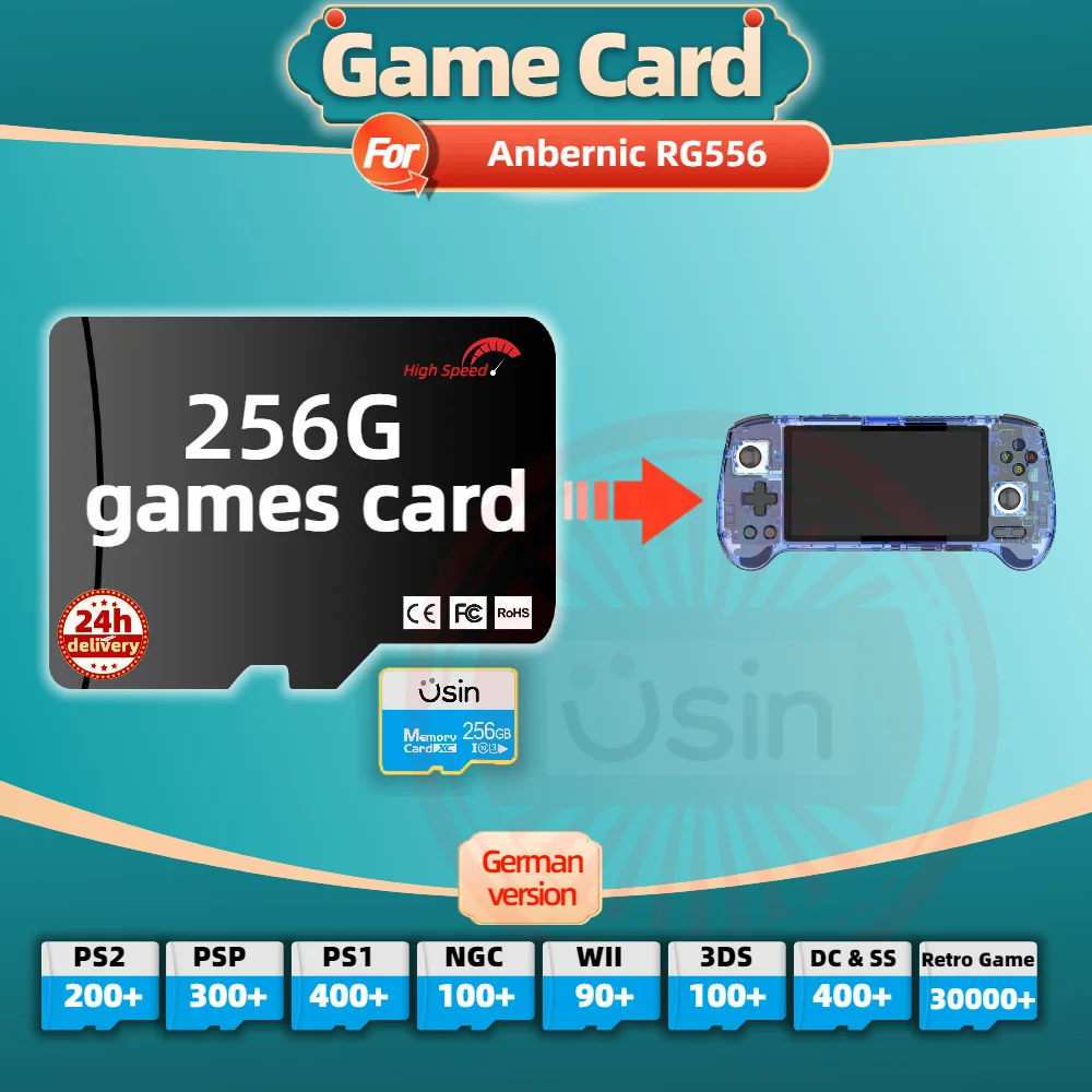 Memory Game Card For Anbernic RG556 RG406V German version Retro PS2 PSP Games Android Gaming portable Console SD TF H-speed 256G