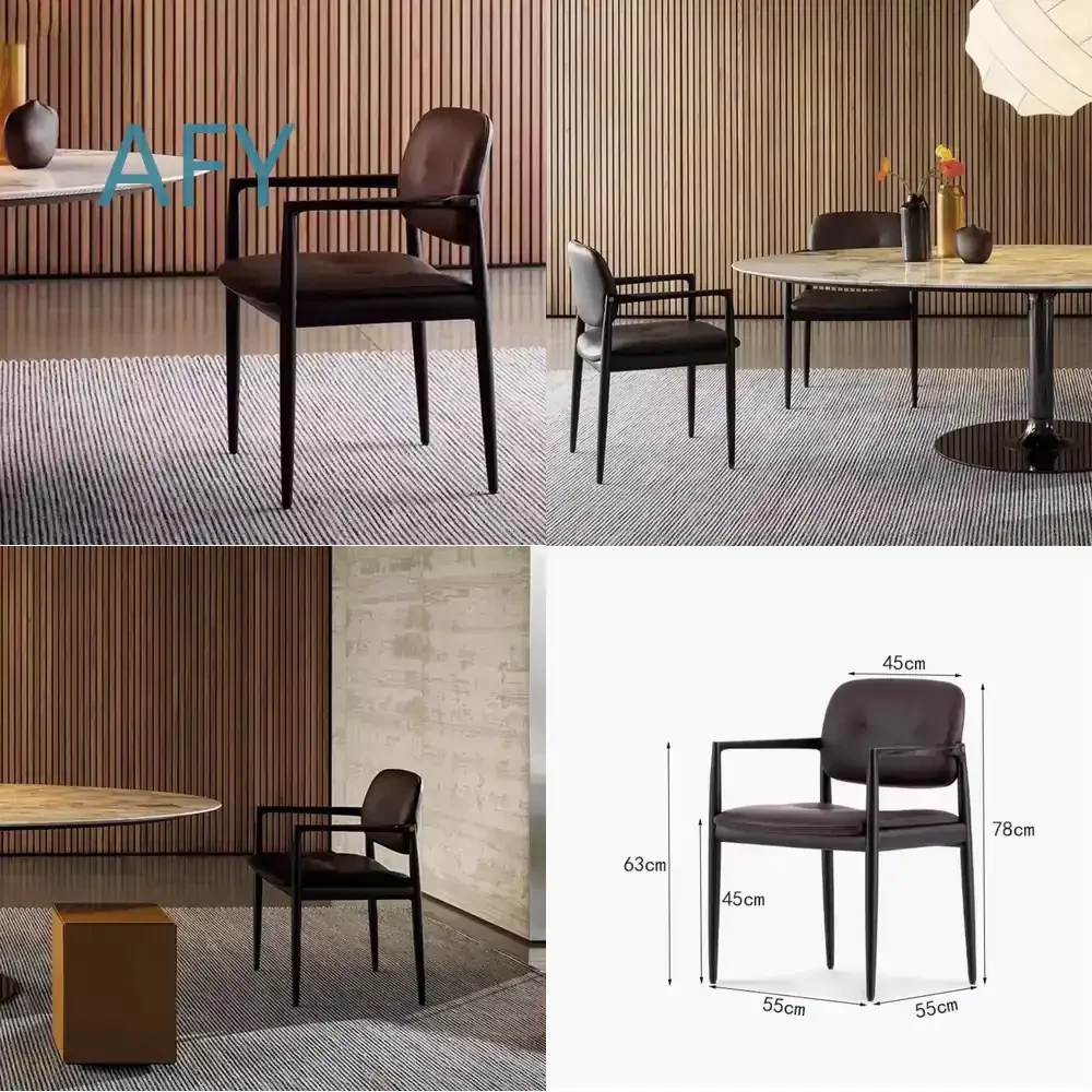 Italian Minimalist Dining Chair for Home Use Made of Ash Wood Modern Designer Armchair with Backrest and Armrest for Meeting