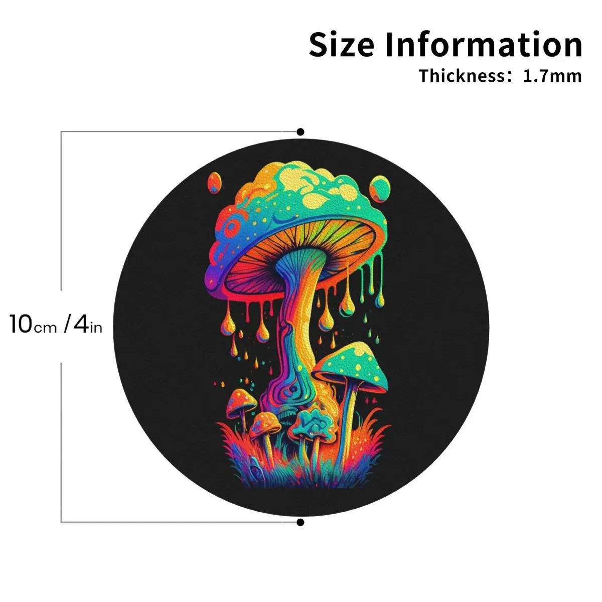 Mystical Fungi Magic Mushroom Psychedelic Trippy Hippie Coasters Placemats Waterproof Coffee Mats for Home Dining Pads Set of 6