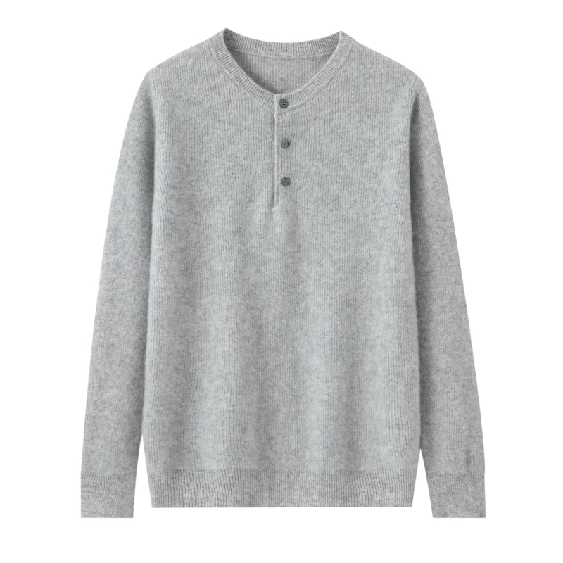 

2025 New Men Knitted Cashmere Wool Pullover Leisure Business Sweater V-Neck Three Button Decoration High quality Soft&Warm Tops
