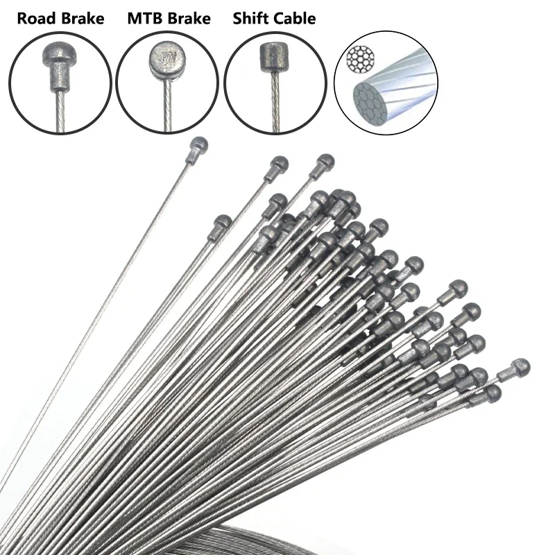 4pcs Bicycle Brake Cable Set 2m Length Stainless Steel Brake Shift Wire MTB Road Bicycle Inner Cable with Brake Cable End Cap