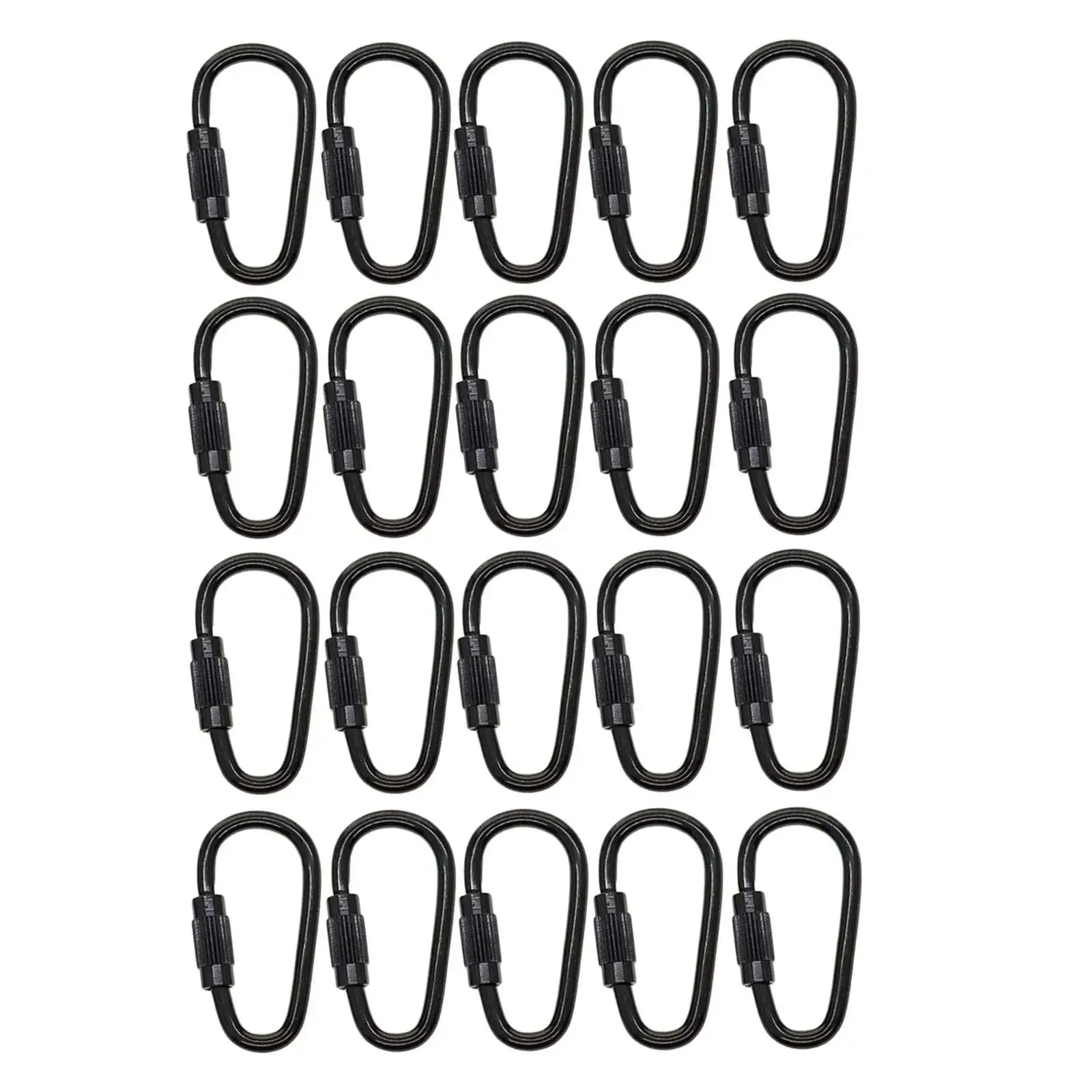 20Pcs Small Locking Carabiner Clip Screw Lock Carabiner Steel Black Hanging