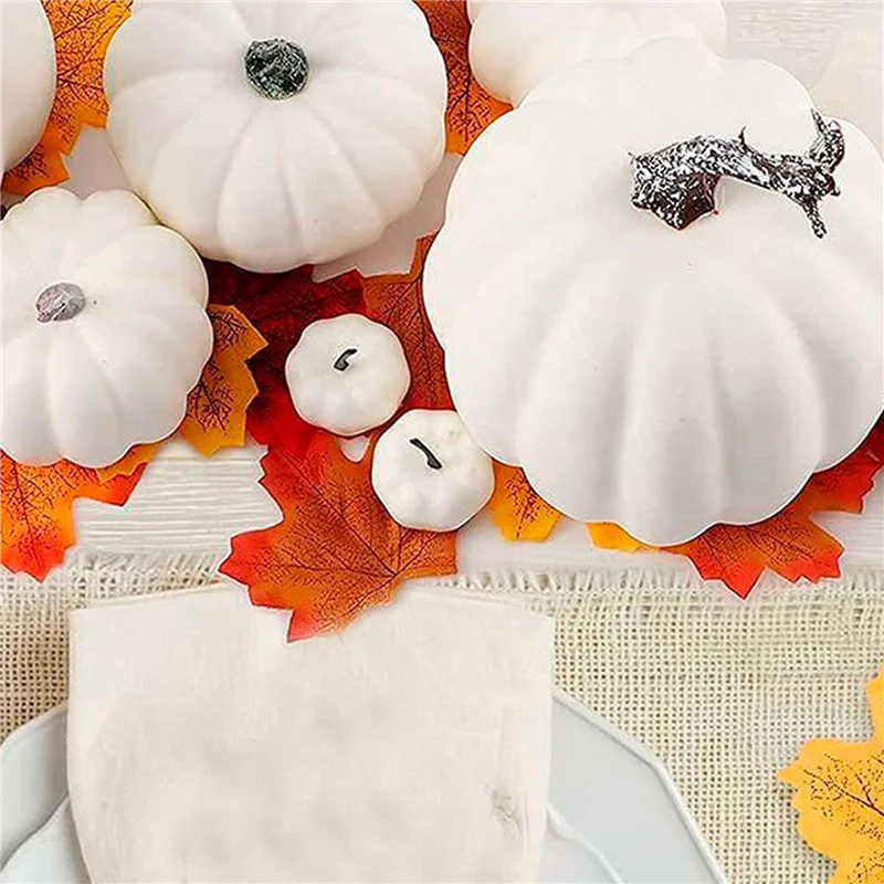 

Halloween White Artificial Pumpkin Decoration Foam Pumpkin Desktop Core Thanksgiving Halloween Decoration 21 Pieces-[Qahk]