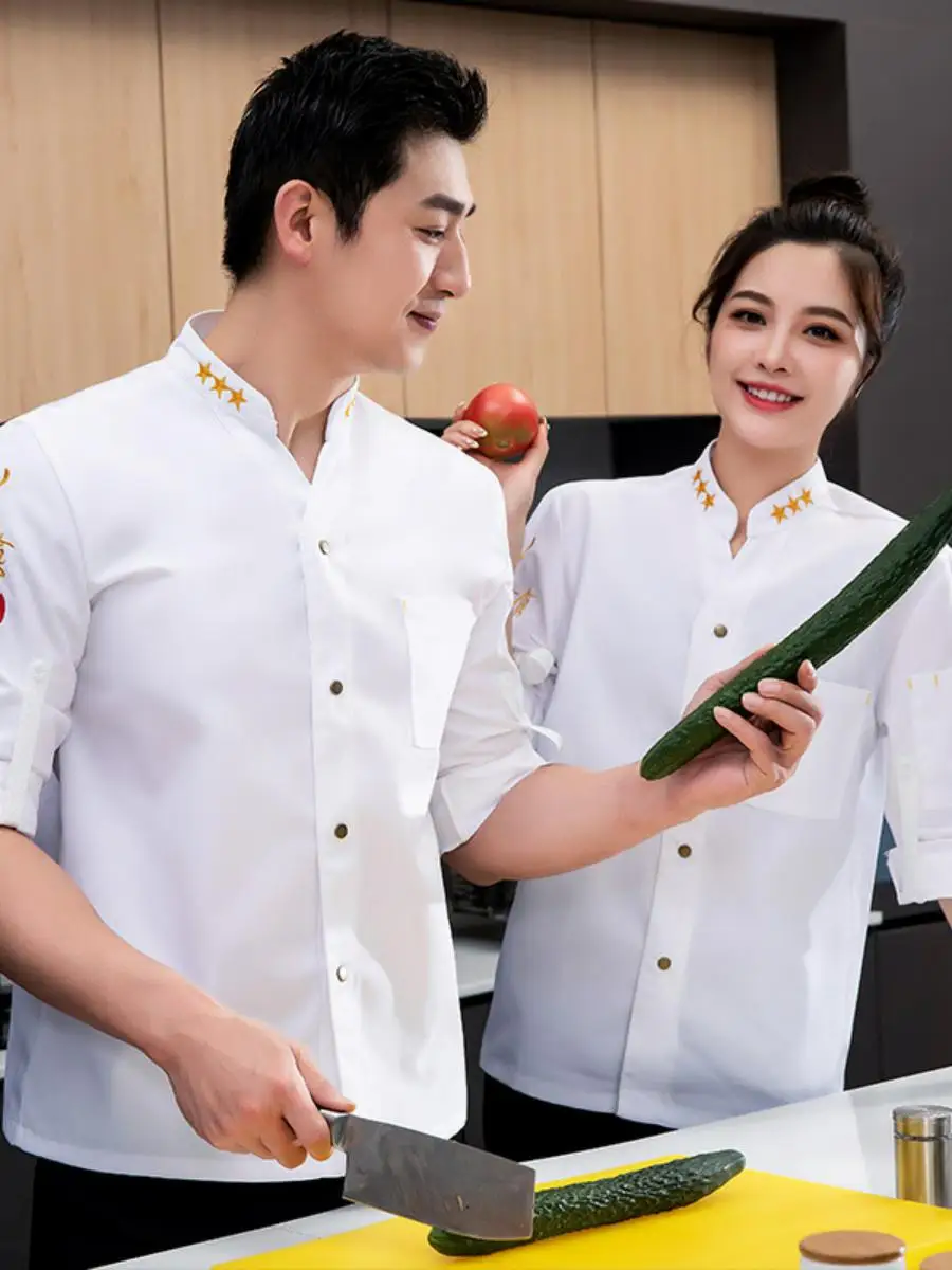 

2024 Chef Work orm ort Sve Long Sve Kitchen Chef Clothing Men's Autumn Winter Large Size Hotel Restaurant Chef Ou...