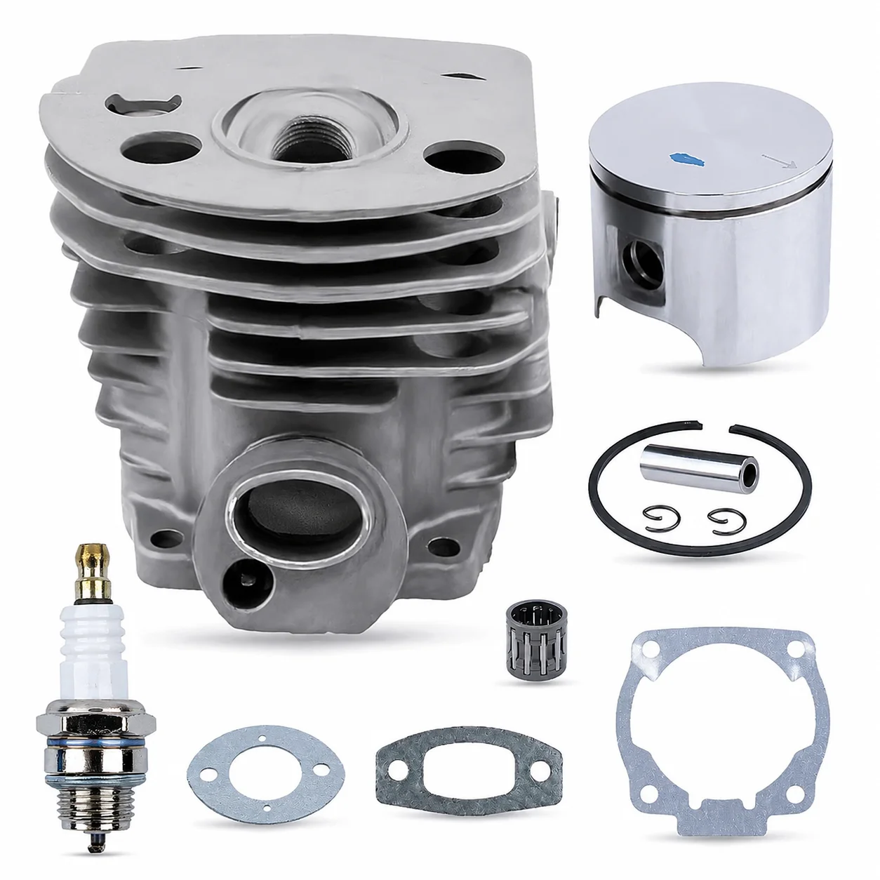 46mm Cylinder Piston Kit for Husqvarna 51 55 Rancher Chainsaw w/ Muffler Gasket Pin Needle Bearing SparkPlug 503609171 503609172