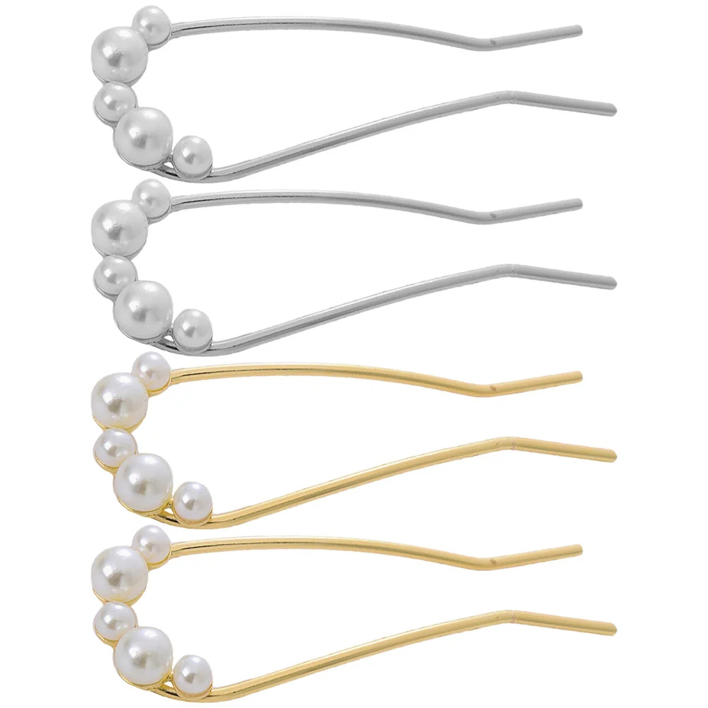 4 Pcs Hairpin Bun Accessory Sticks for Buns Pins Various Styles French Alloy Thick Smooth Finish