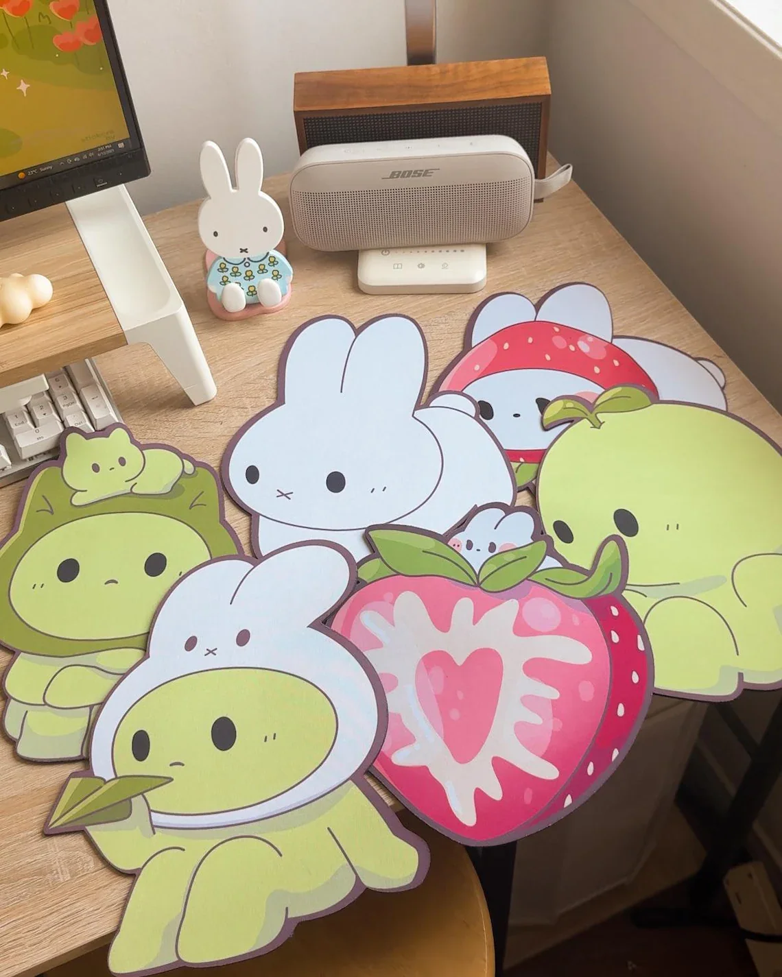 cute Rabbit animal fruit printed mouse pad personalized office high appearance level mat portable anti-slip desktop decoration