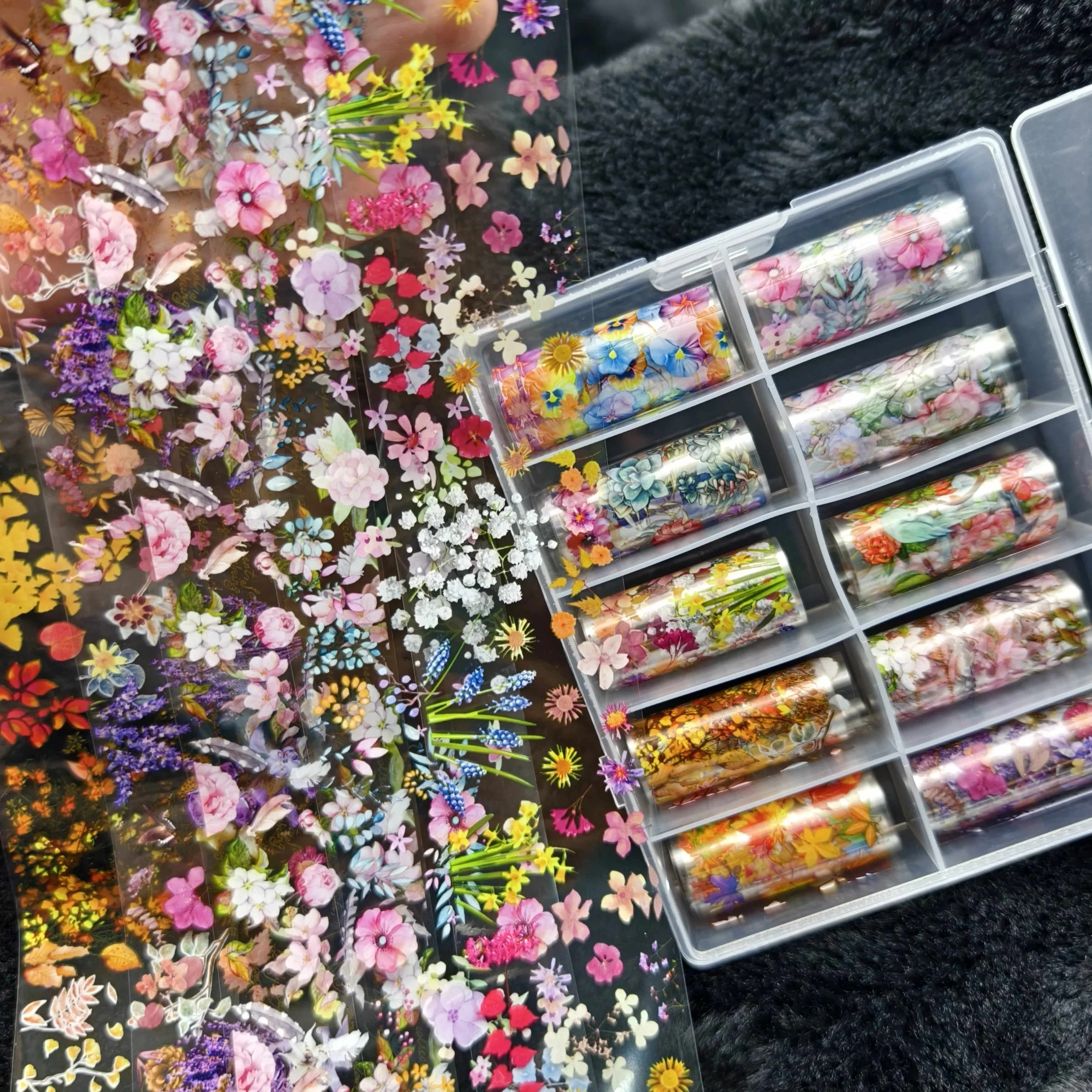 1 caixa rosa renda inverno flor xadrez anjo mármore arco folhas de transferência papel arte do prego adesivos decalque unhas decoração