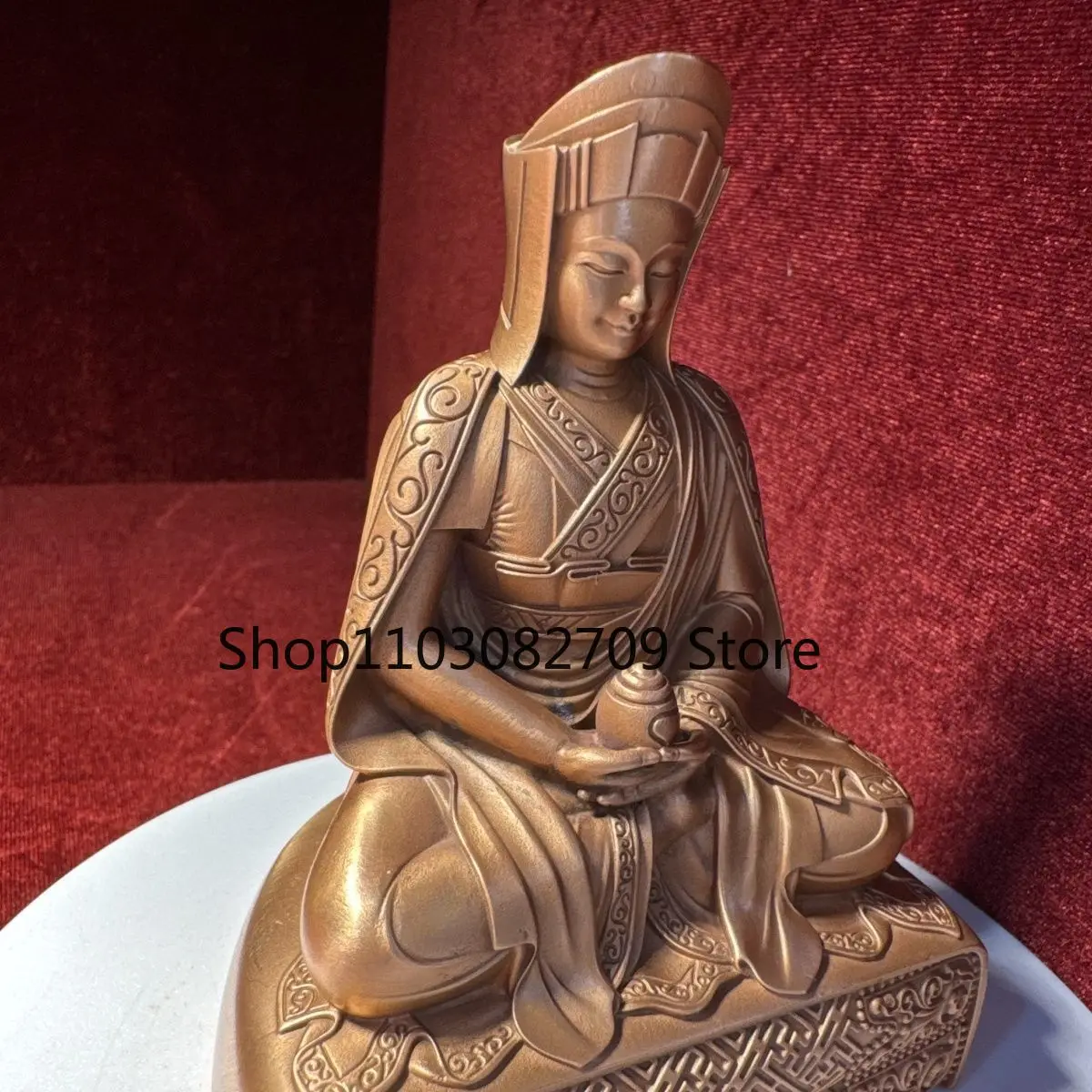 Pure red copper Kagyu Three Patriarchs Shigang Boba 10cm statue of the god Xuanwu bronze statue of the patriarch