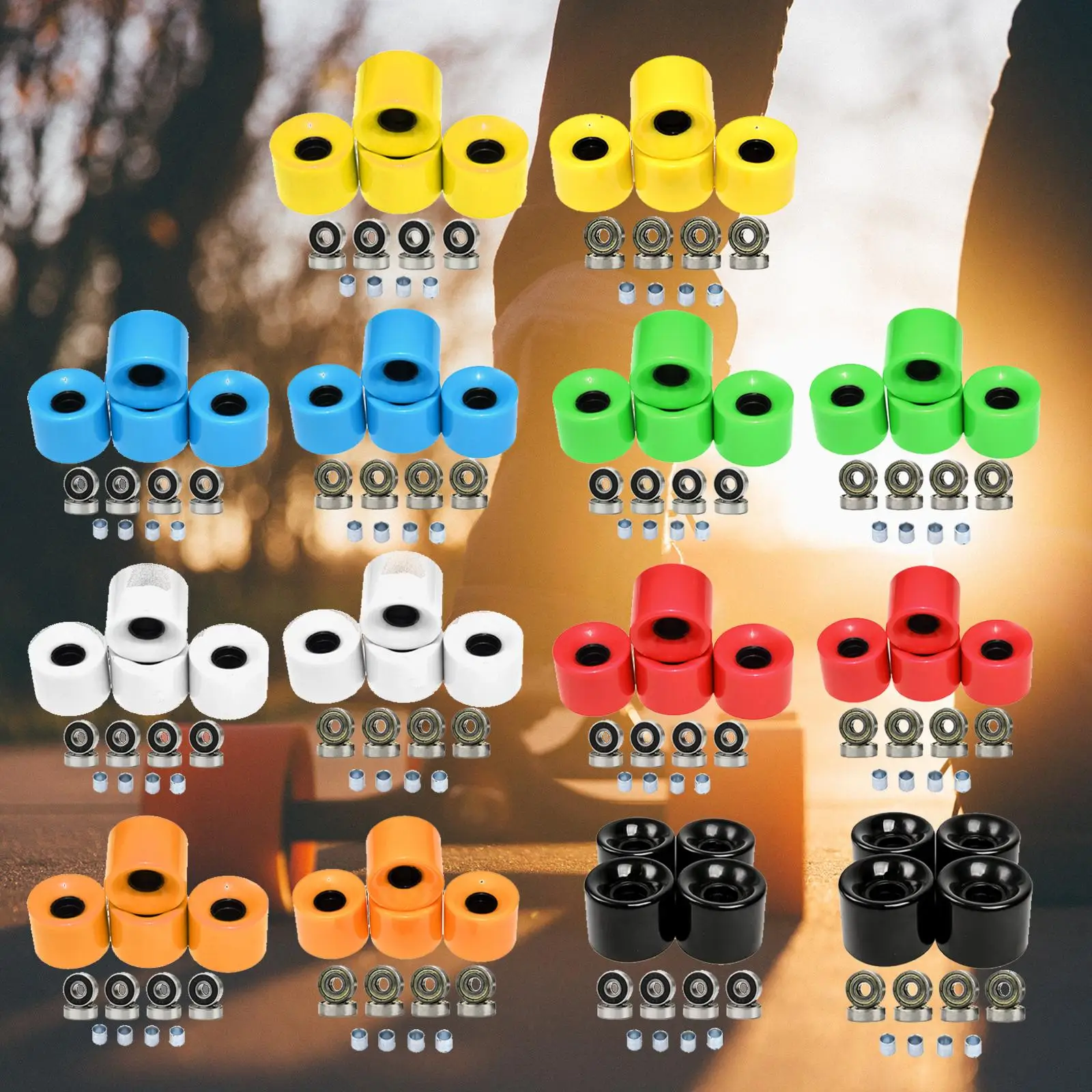 

Black Soft Rubber Skateboard Wheels Set 78A Polyurethane Cruiser Longboard Replacement Parts for Smooth Terrain Riding