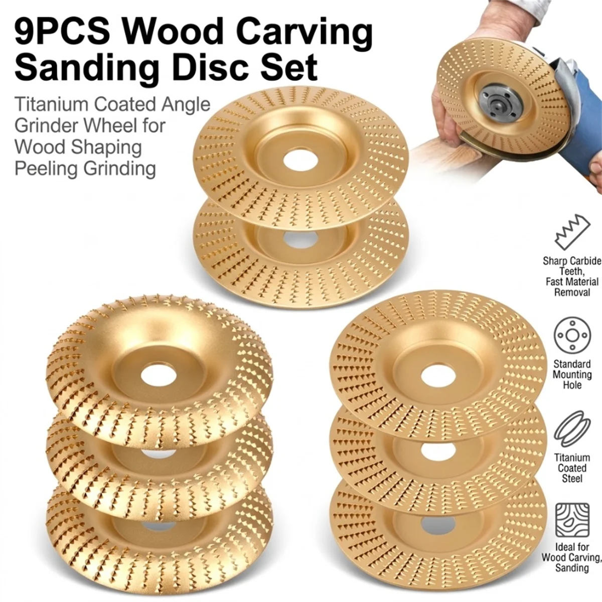 100mm Woodworking Carving Disc 5/8 Arbor Angle Grinder Wheel A3 Carbon Steel Shaping Polishing Attachment For Hardwood Stump DIY