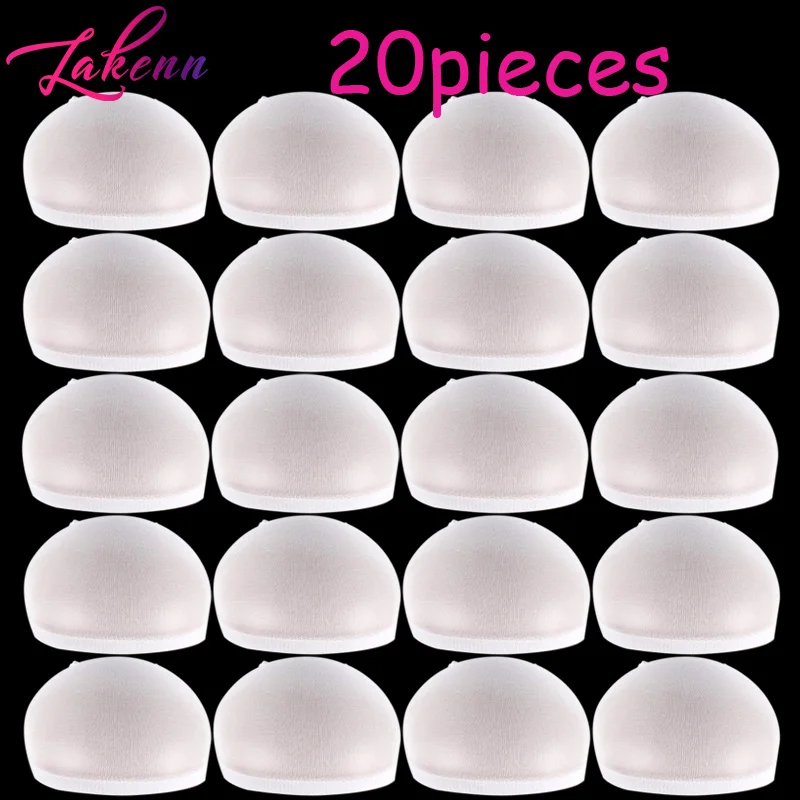 Stretchy Nylon Wig Caps para mulheres, White Stocking Wig Caps, Light Weight Weave Cap, Redes de cabelo para fantasia, 20pcs