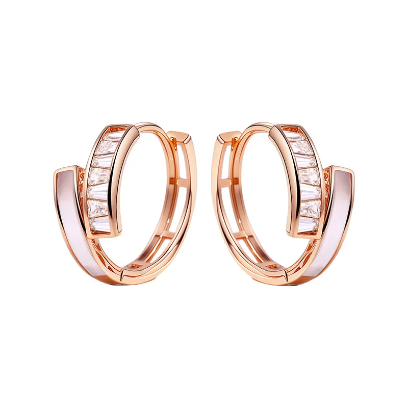 

Geometric double-layer cross zircon earrings for women with simple and unique design high-end light luxury S925 pure silver ear