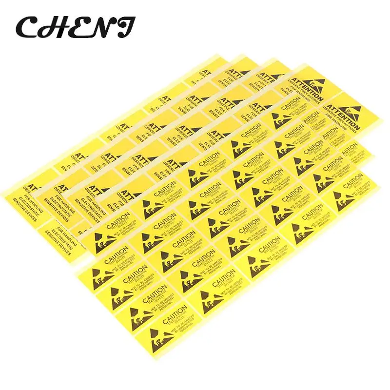 40Pcs Attention Caution Sticky Sticker Adhesive Warning Label Reminder For ESD Static Sensitive Device Electronic Components