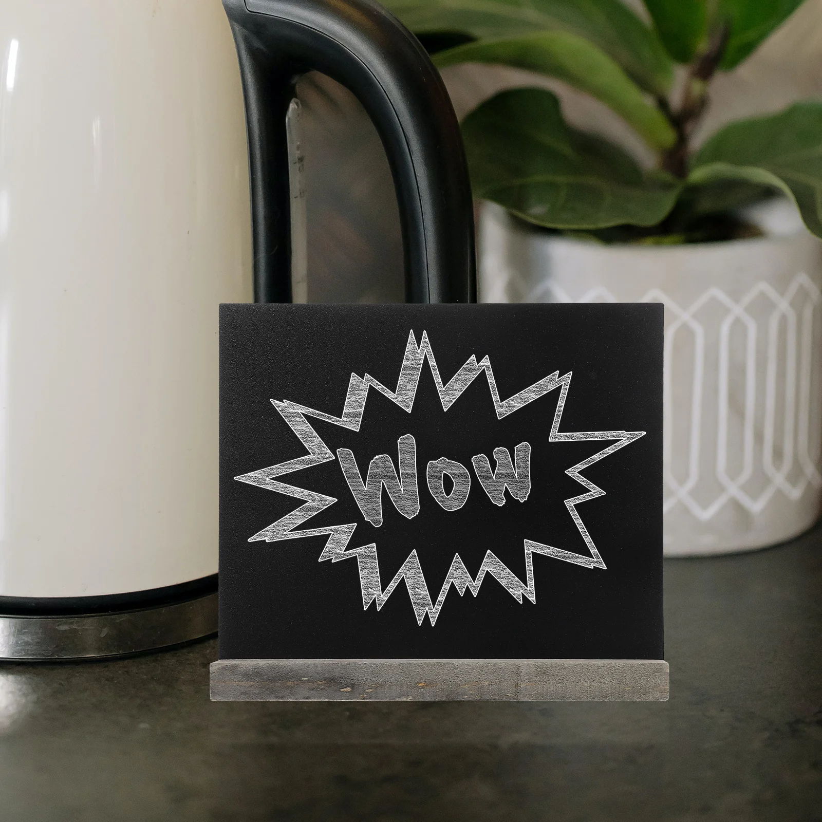 8 قطع سبورة صغيرة مع قاعدة خشبية، تصميم قابل للإزالة، شاشة عرض على الطاولة لملصقات الطعام والمقهى والمشروبات العروض الخاصة #5