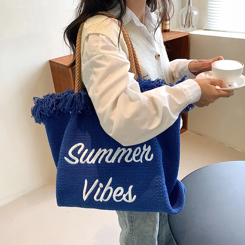 Large Capacity Women Bag 2023 Summer New Shoulder Bag Fashion Contrast Simple Tote Bag